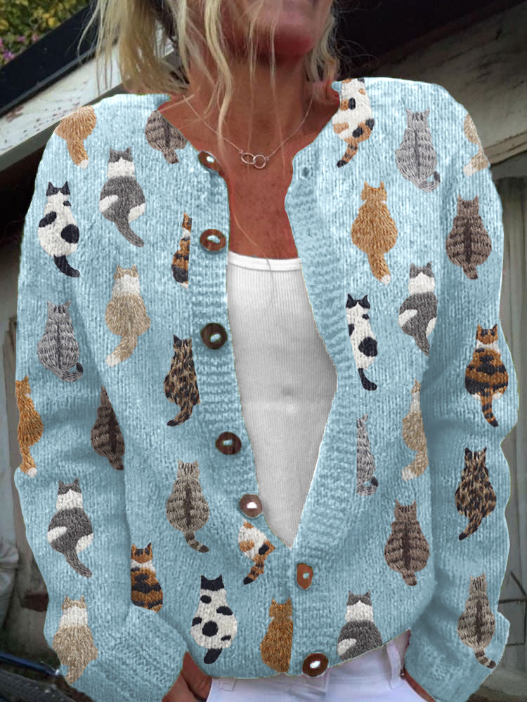 Filomena | Cardigan Confortable Imprimé Chats