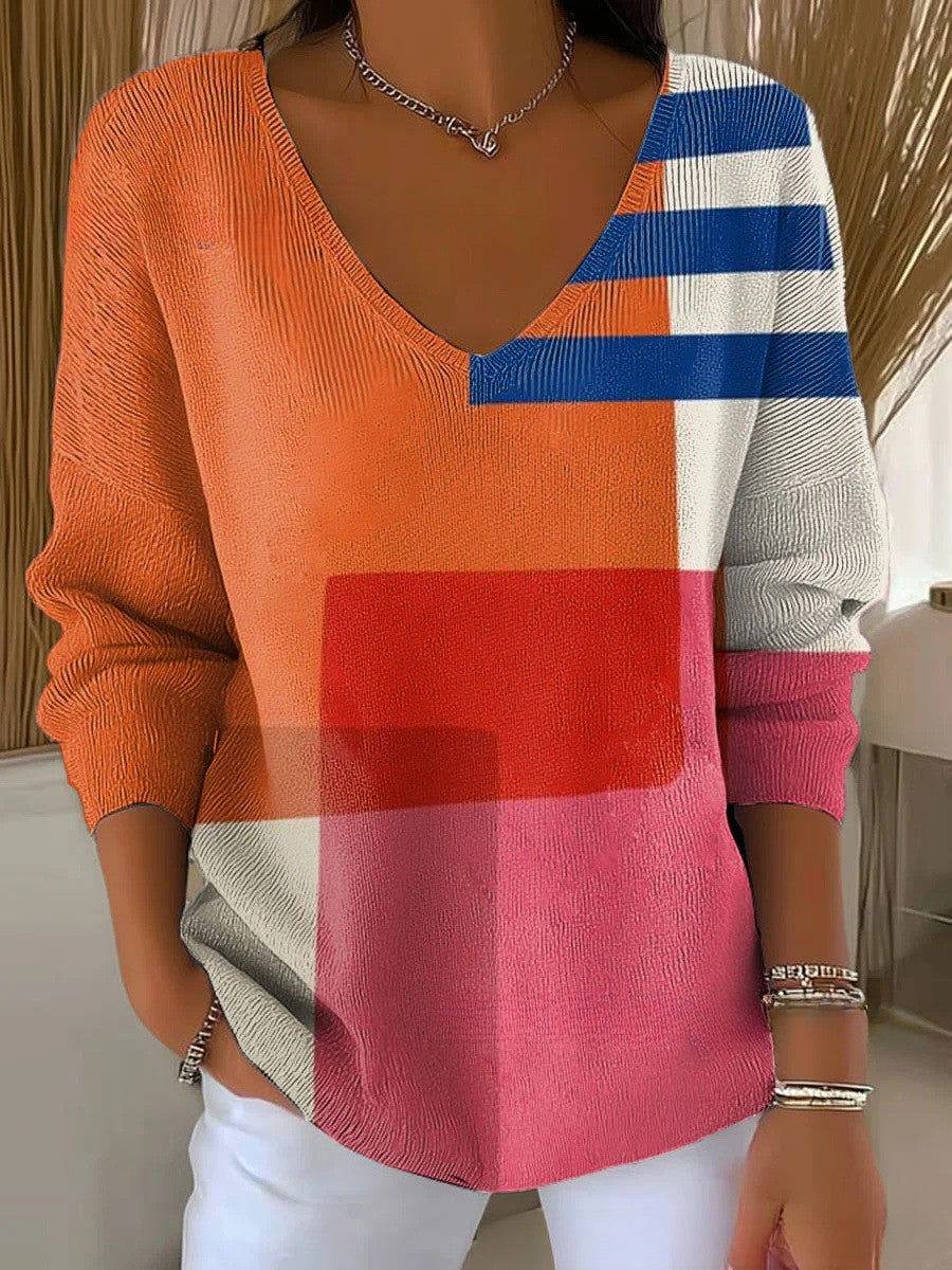 Naadina | Pull Col V Coloré