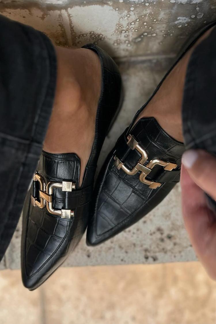 Justine | Mocassins Pointus à Boucle Métallique