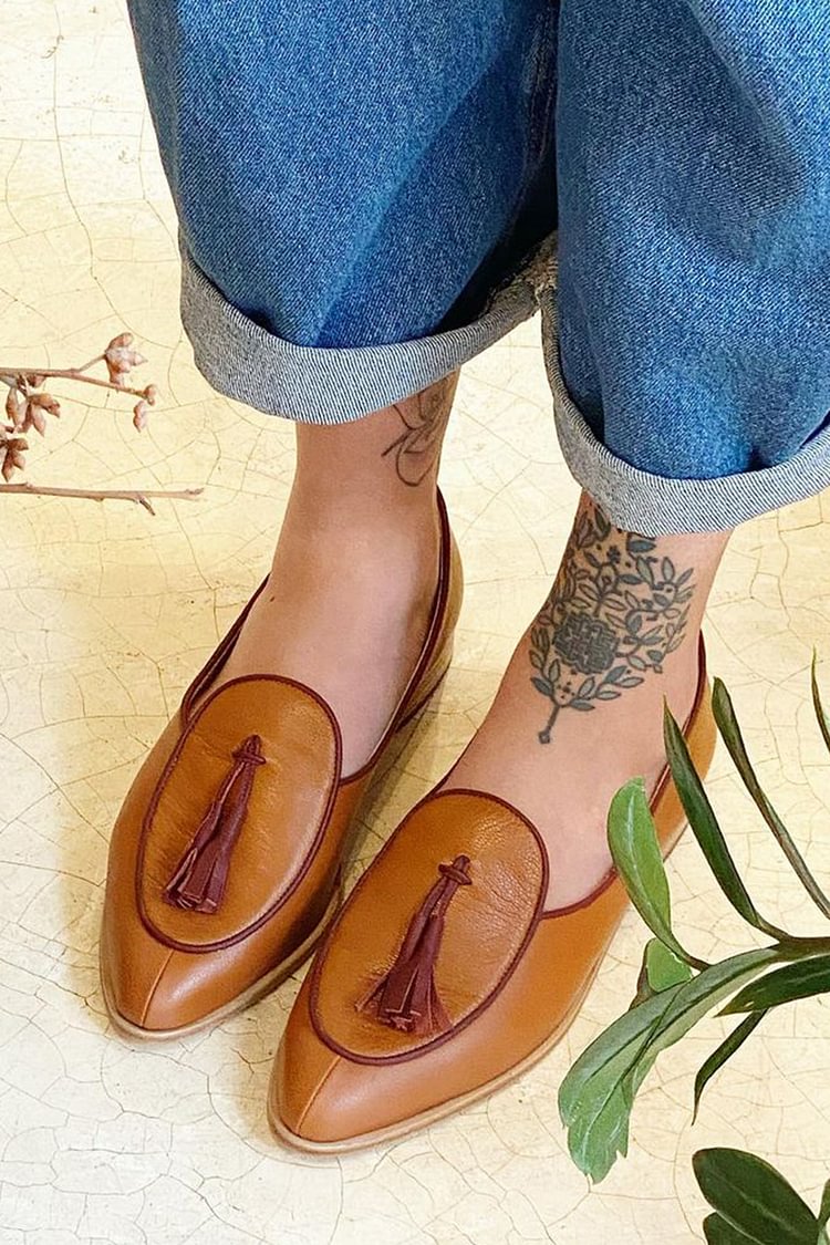 Zoé | Mocassins Pointus à Pampilles Contrastées
