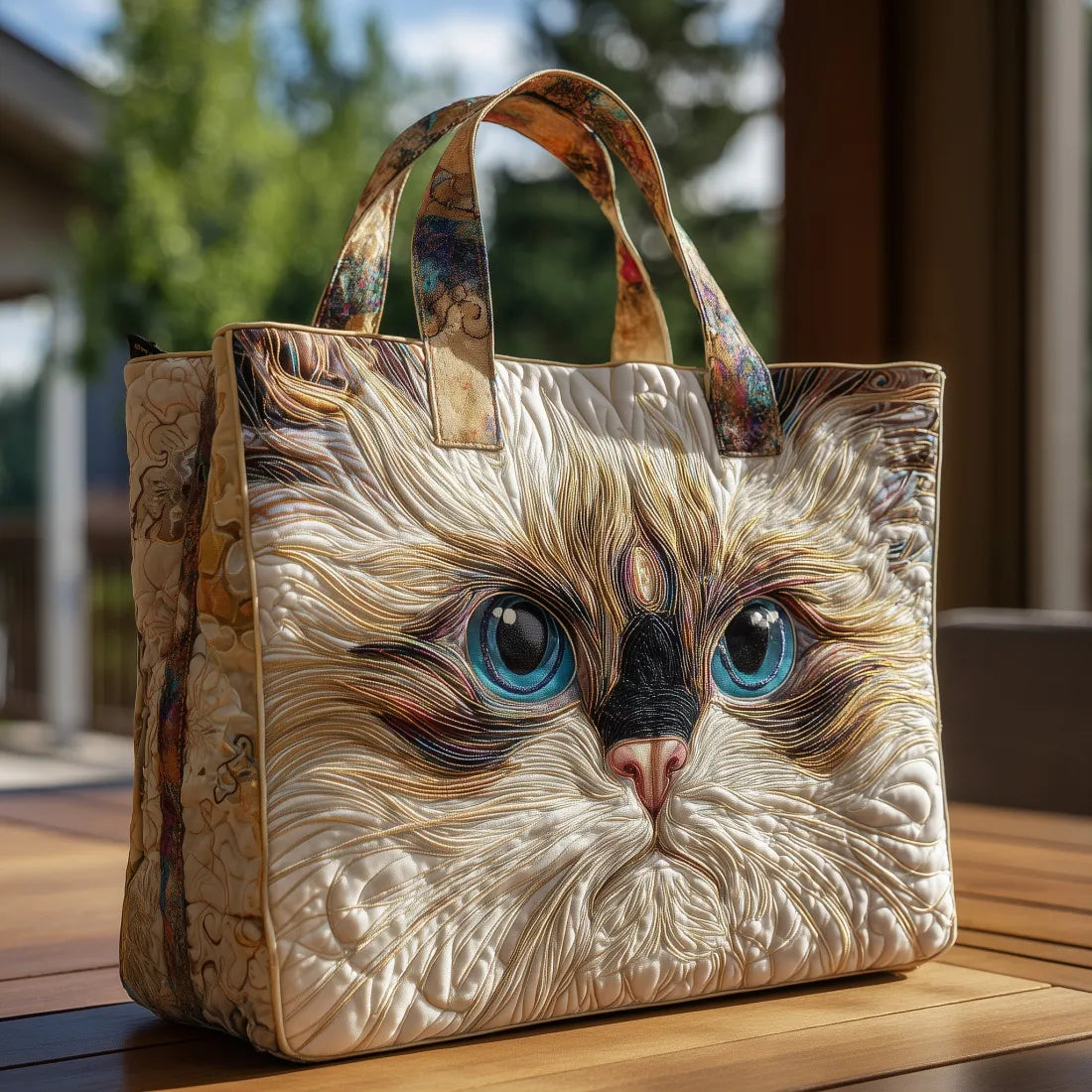 Anita | Sac Matelassé Chat Blanc aux Yeux Bleus