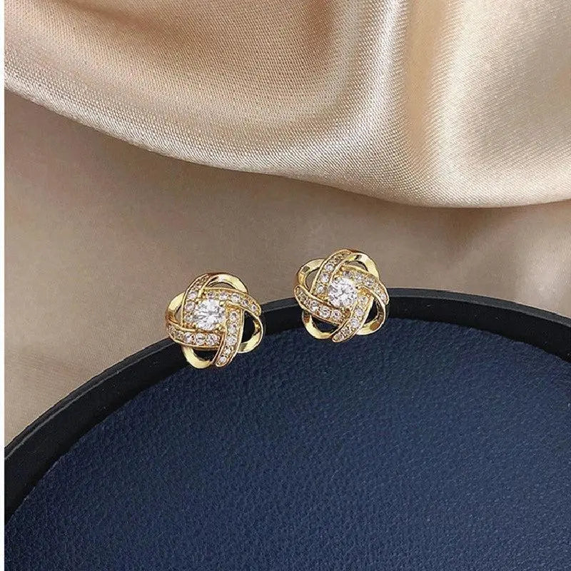 Vittoria | Boucles d'Oreilles Dorées en Spirale à Cristaux