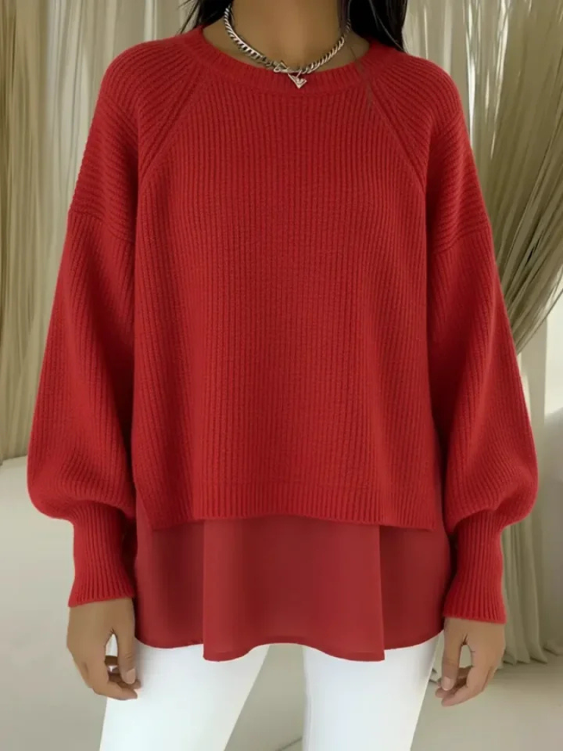 Cecilia | Pull Bleu Effet Superposé