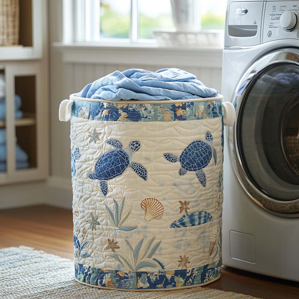 Calme Côtier | Panier à Linge Fait Main