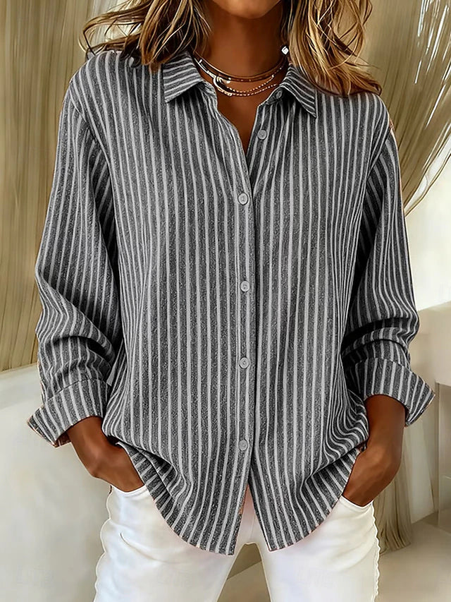 Caterina | Chemise Rayée en Maille à Boutons