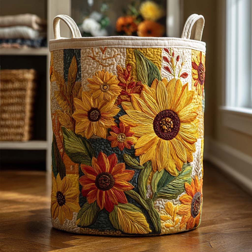 Rêve de Tournesols | Panier à Linge Fait Main