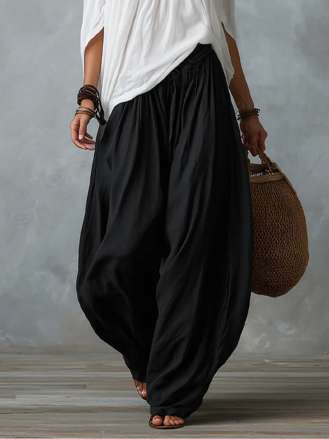 Ensemble Blanc avec Top Épaules Dénudées et Pantalon Lanterne Ample