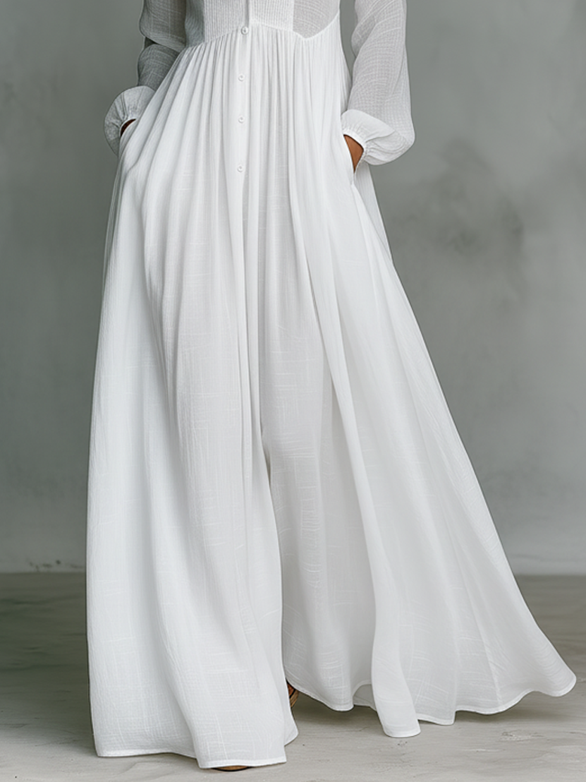 Elisa | Robe Maxi Minimaliste à Col Montant