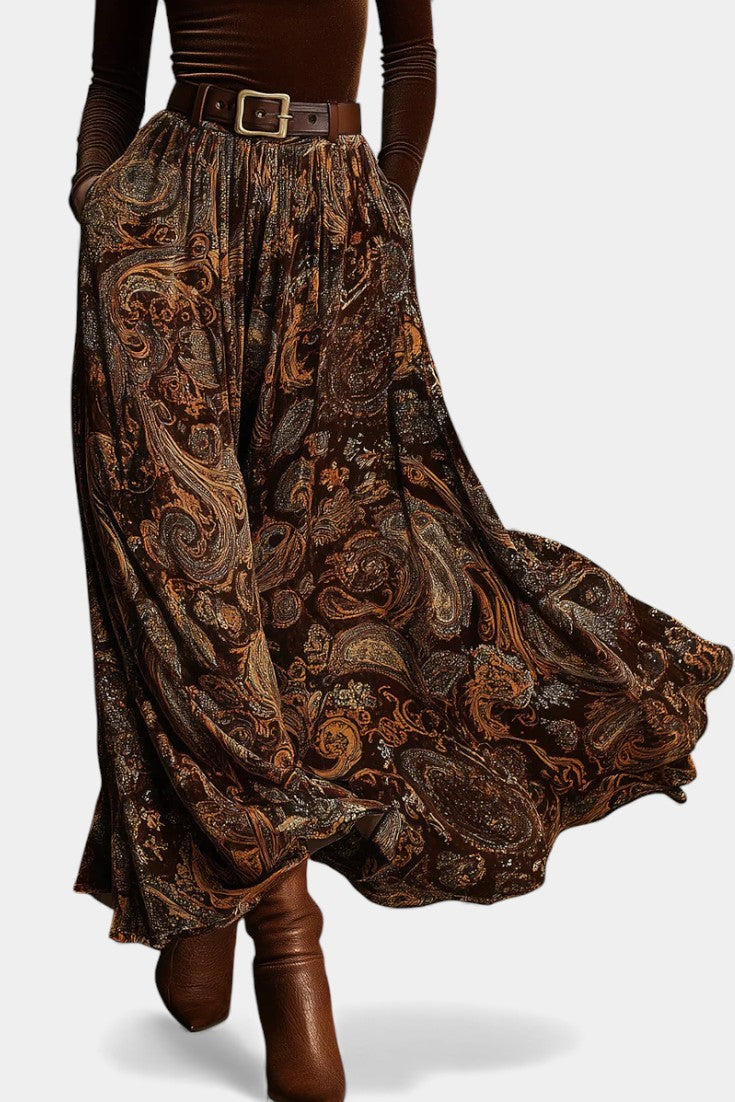 Liliya | Ensemble Vintage en Velours et Jupe Longue Paisley