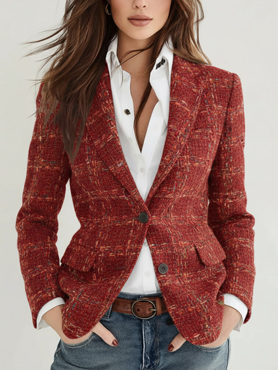 Pascaline | Blazer à Carreaux Vintage