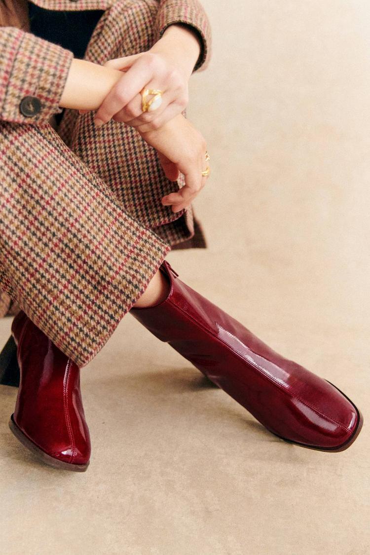 Antoinette | Bottes Bordeaux à Bout Carré, Zip et Talon Épais