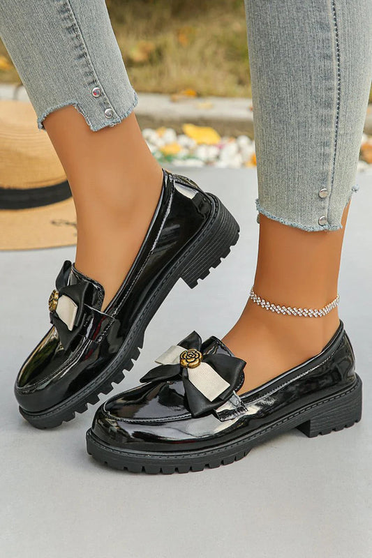 Mélanie | Mocassins à Nœud et Fleur Métallique