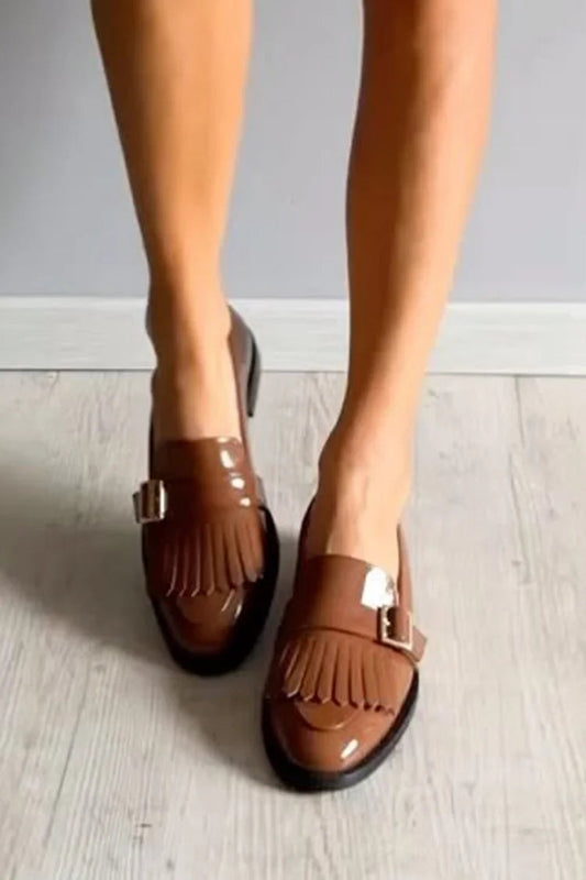 Séverine | Mocassins Bout Rond à Boucle et Franges