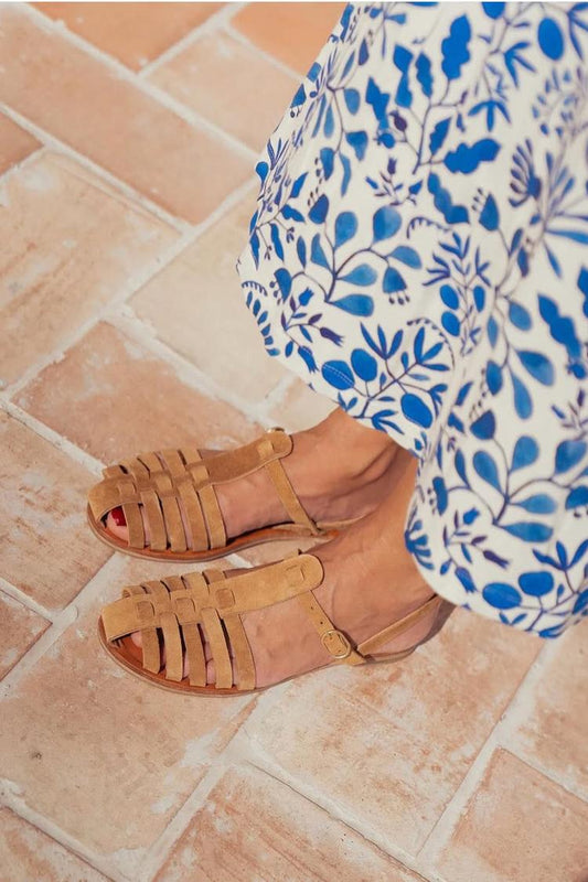 Sandales à découpes épurées Kaki à bout rond avec boucle et bride en T