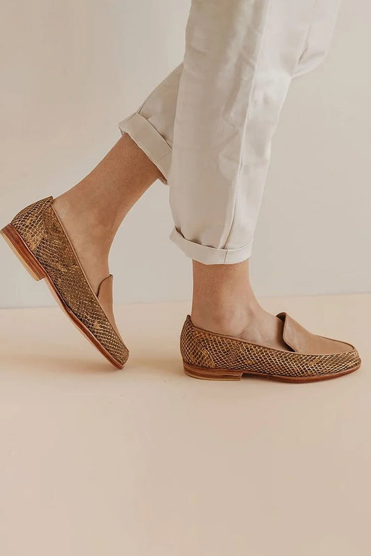 Yvette | Mocassins Bout Rond Patchwork Effet Serpent