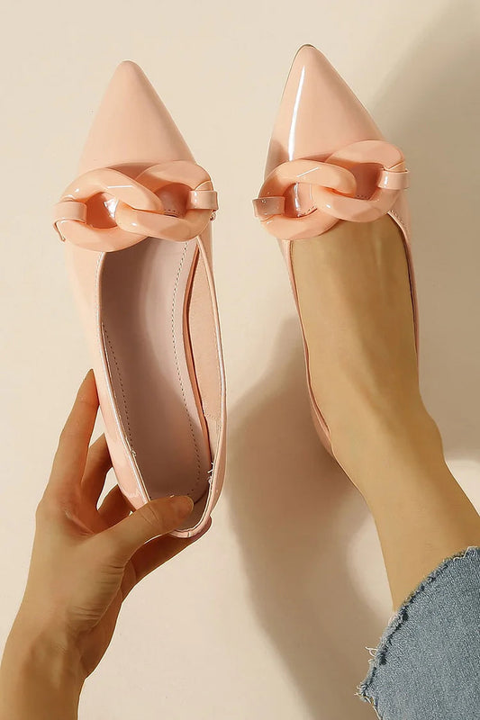 Ballerines Casual Vernies à Chaîne Décorative.