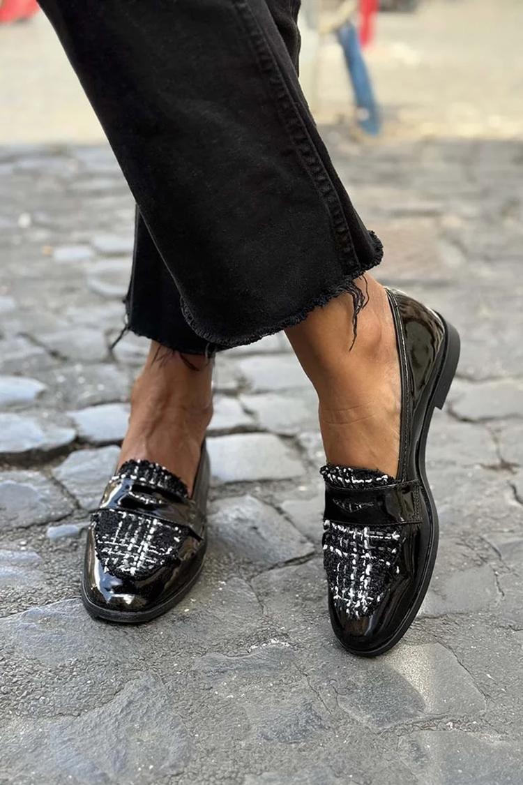 Hélène | Mocassins Bout Rond Patchwork Color Block