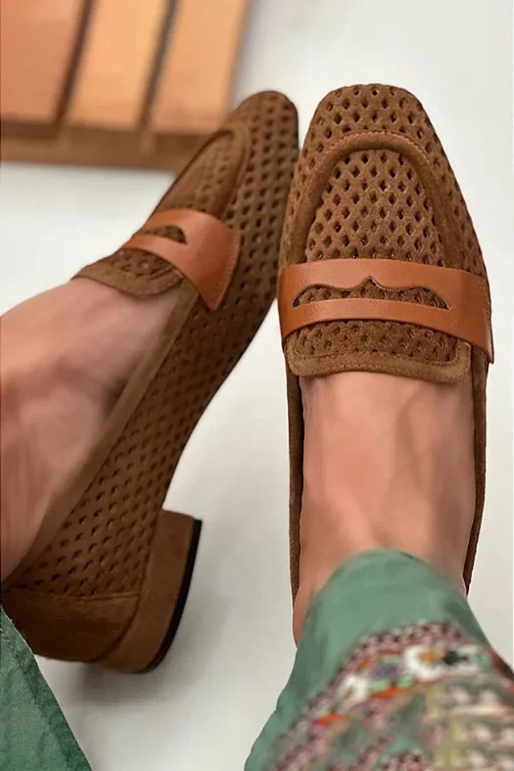 Lucie | Mocassins Bout Carré Patchwork Ajouré