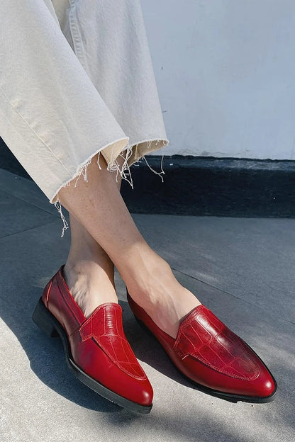 Chloé | Mocassins Pointus Patchwork Effet Croco