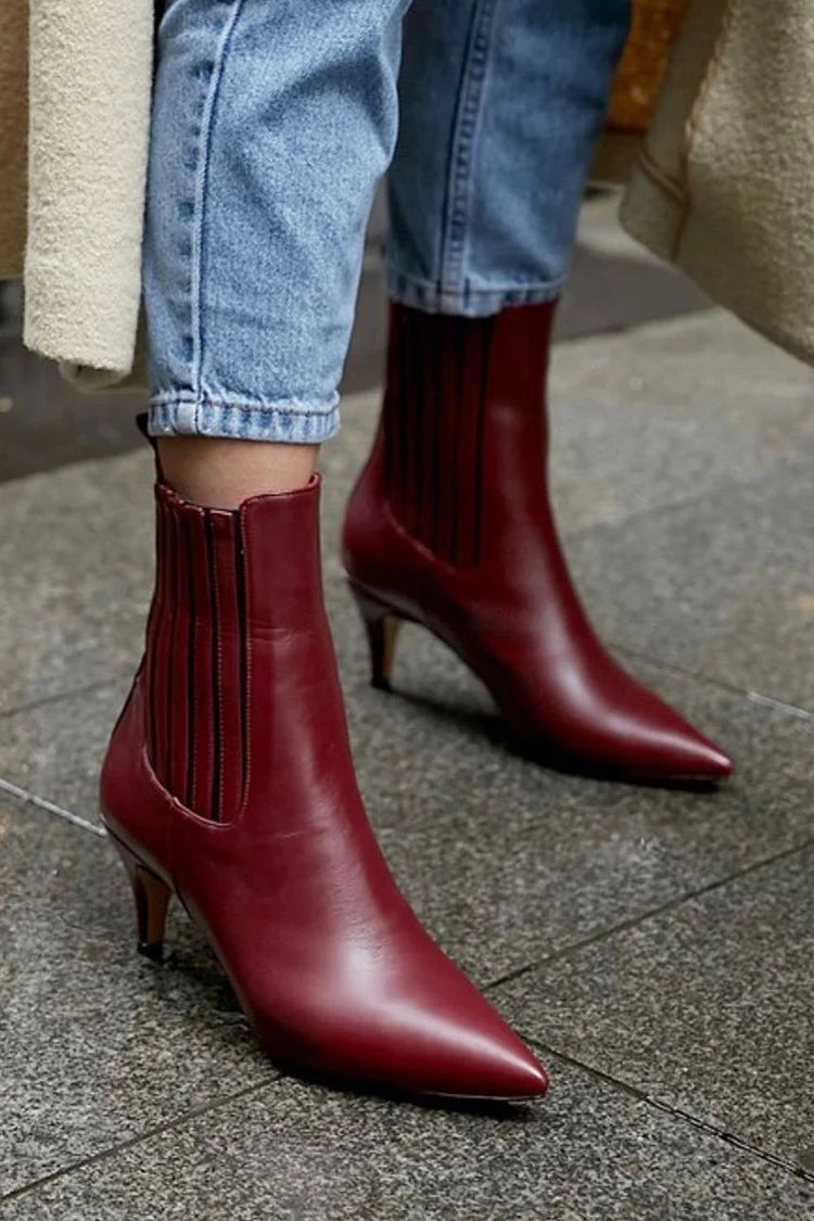 Georgette | Bottes Bordeaux Pointues à Talon Aiguille
