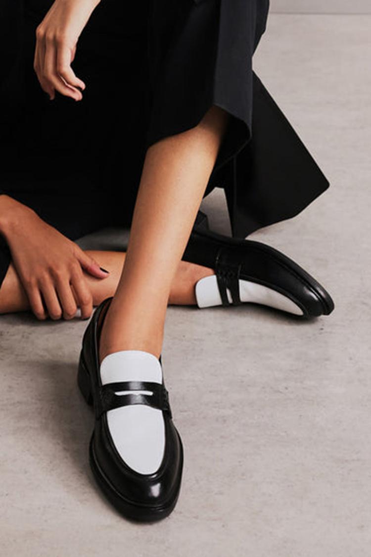 Jeanne | Mocassins à Petit Talon Bloc Color Block
