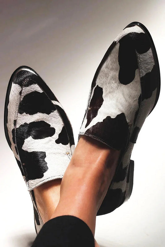 mocassins décontractés en véritable cuir de vachette à bout effilé.