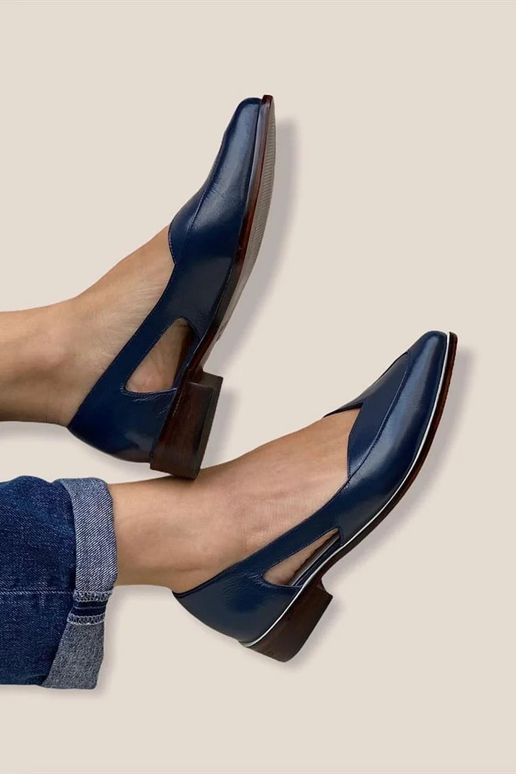 Ballerines pointues slip-on à découpes décontractées Bleu Marine