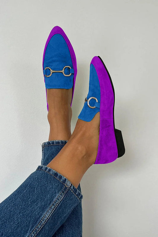 Ballerines pointues rétro mates color block avec boucle