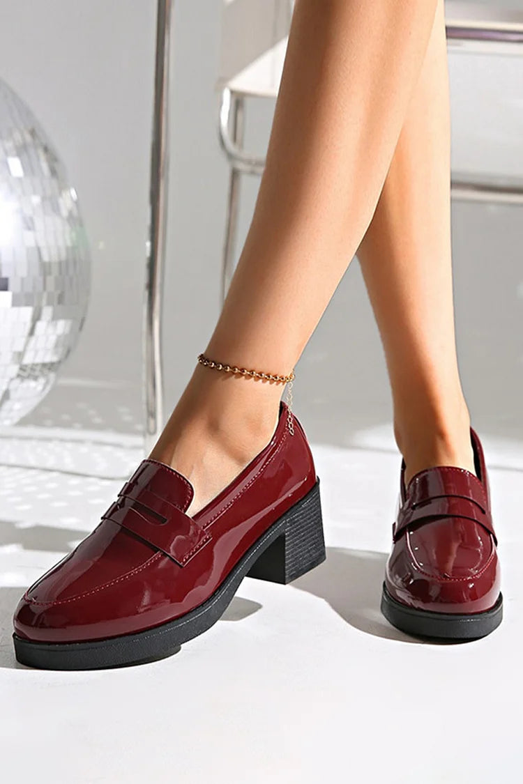 Céline | Mocassins à Talon Épais Patchwork
