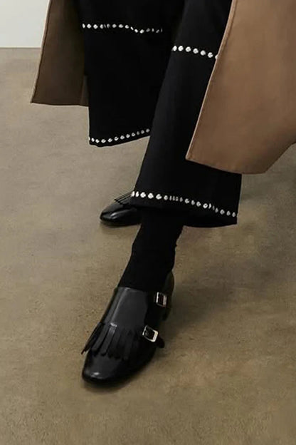 Odile | Mocassins Bout Rond à Franges et Boucle
