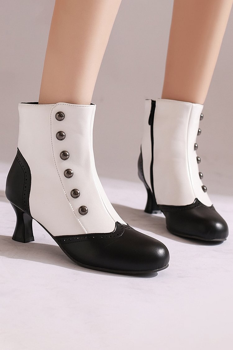 Ophélie | Bottines Métallisées Color Block Cloutées à Zip