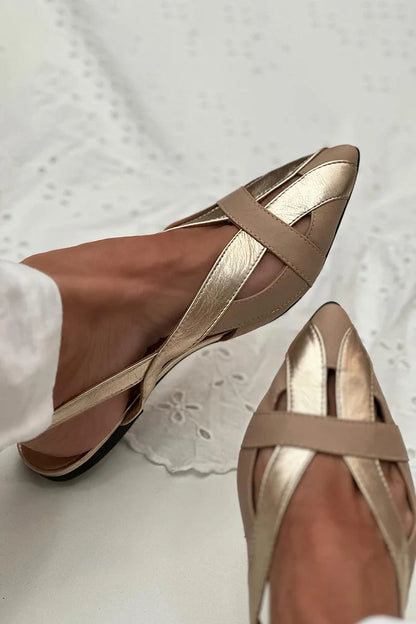 Ballerines pointues slingback à découpes Or