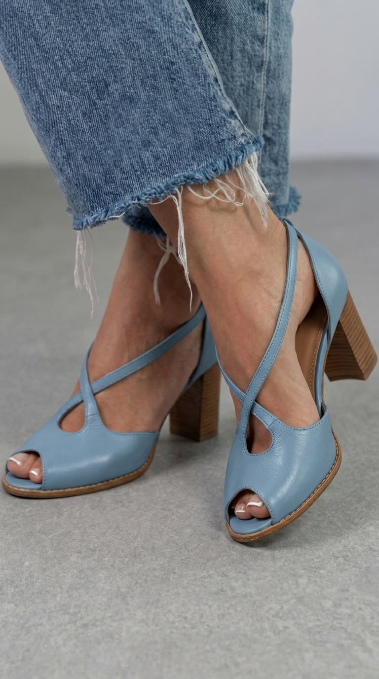 Sandales élégantes Rose Poudré et Rose à bout ouvert avec brides croisées et talon bloc