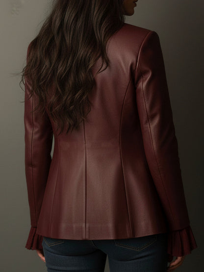 Évangéline | Blazer Bordeaux Effet Cuir