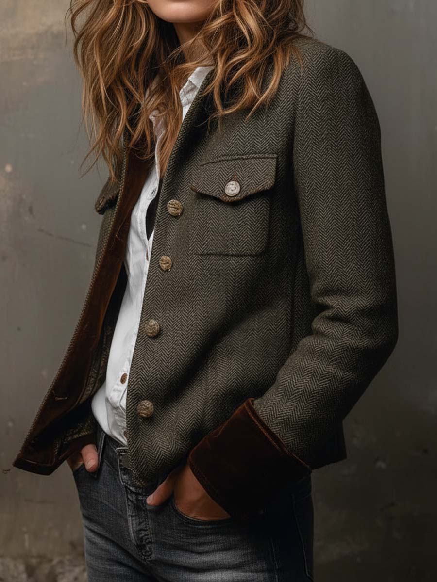 Vivienne | Blazer Chevrons à Bordure Contrastée