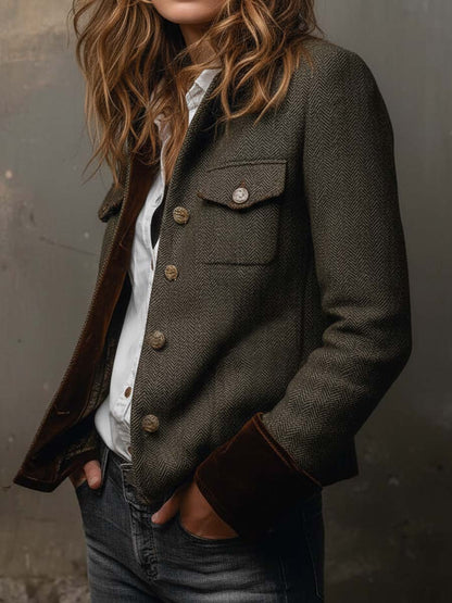 Vivienne | Blazer Chevrons à Bordure Contrastée