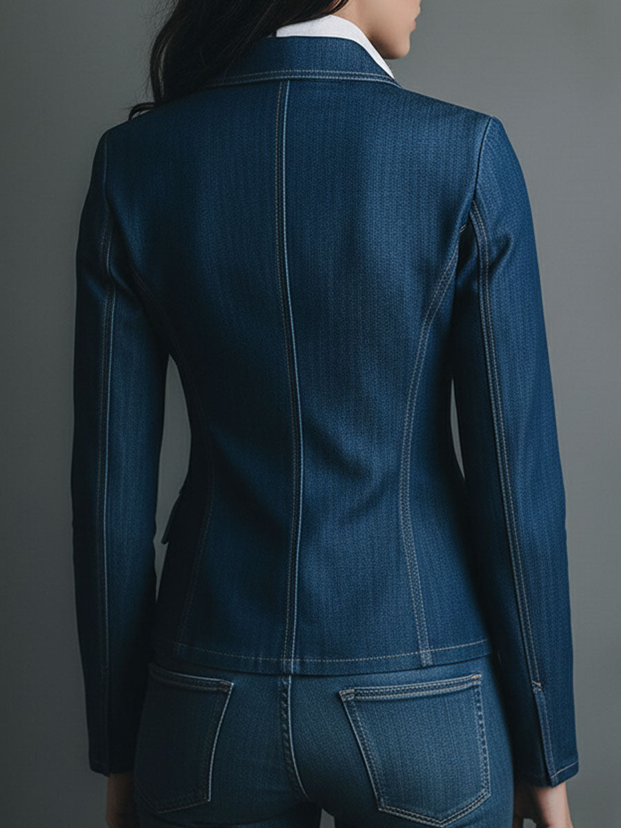 Albertine | Veste en Jean Ajustée à Poches