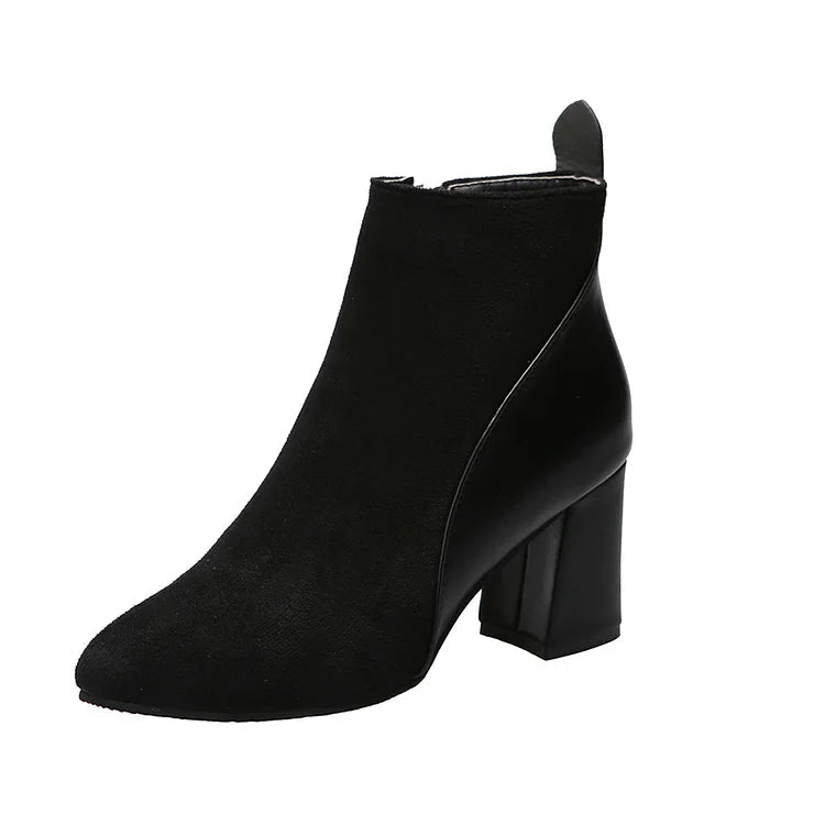 Bottines pointues chunky patchwork avec zip