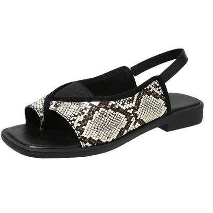 Sandales slingback patchwork à imprimé léopard et bout carré