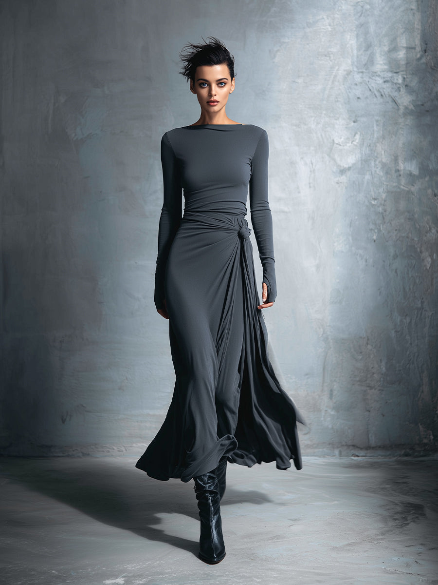 Naiara | Robe Longue à Nœud Latéral
