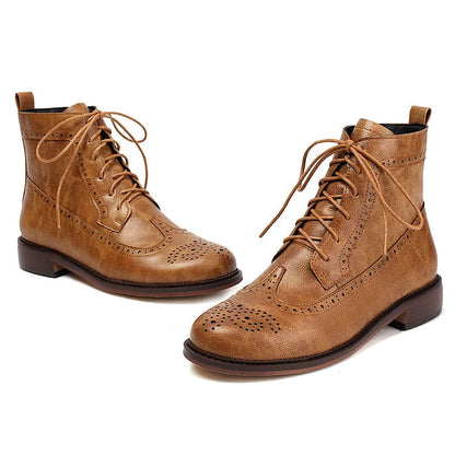 Claire | Bottines à Lacets Ajourées à Bout Rond