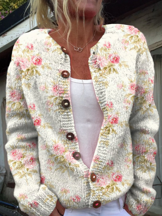 Serenella | Cardigan Fleuri en Maille Vintage