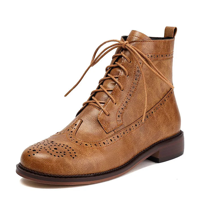 Claire | Bottines à Lacets Ajourées à Bout Rond