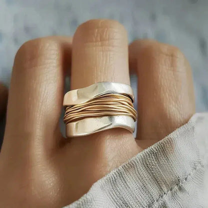 Martina | Bague en Argent à Fil Doré