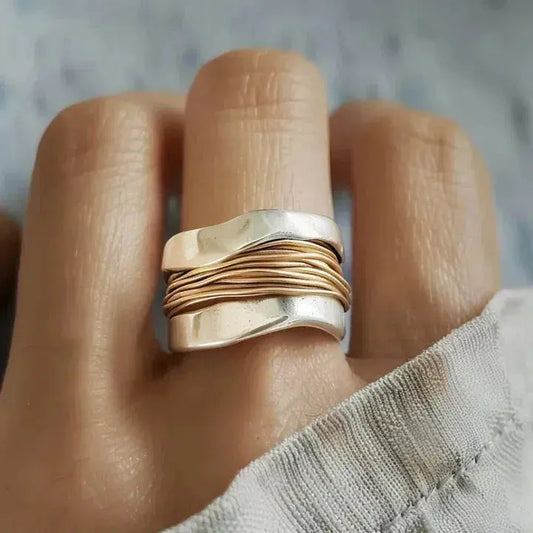 Martina | Bague en Argent à Fil Doré