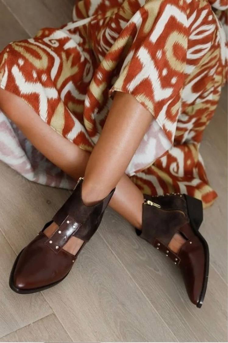 Camille | Bottines Color Block à Découpes Pointues
