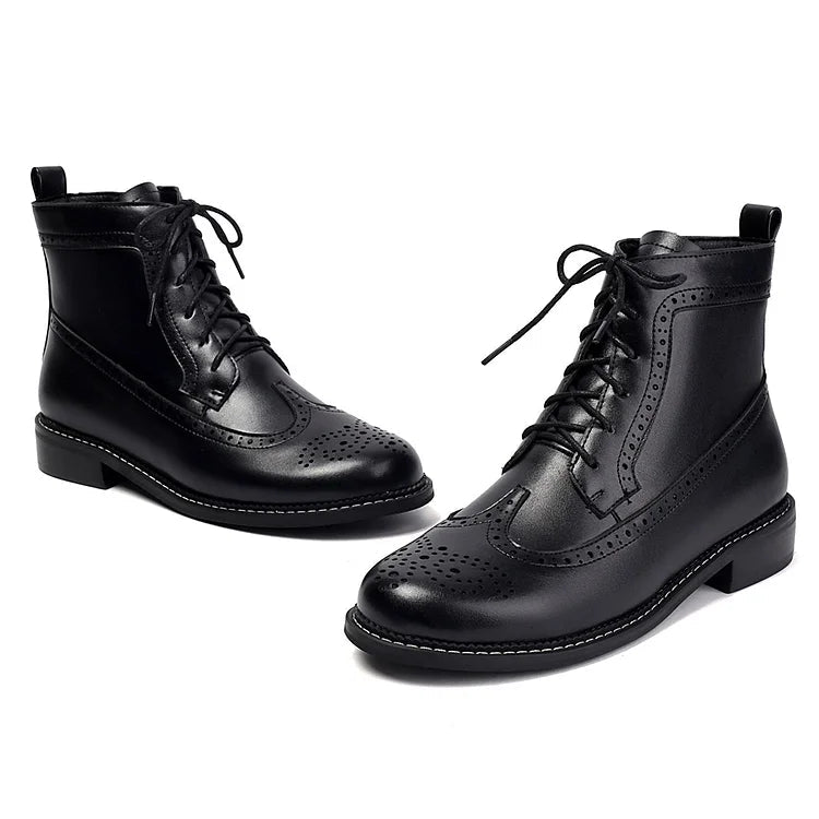 Claire | Bottines à Lacets Ajourées à Bout Rond