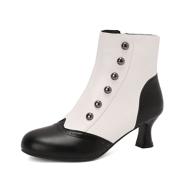 Ophélie | Bottines Métallisées Color Block Cloutées à Zip