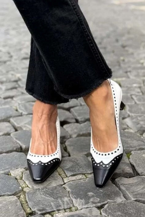 Talons mi-hauts pointus à découpes color block élégants