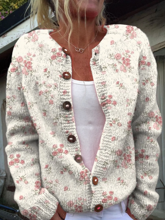 Romilda | Cardigan Fleuri en Maille Vintage